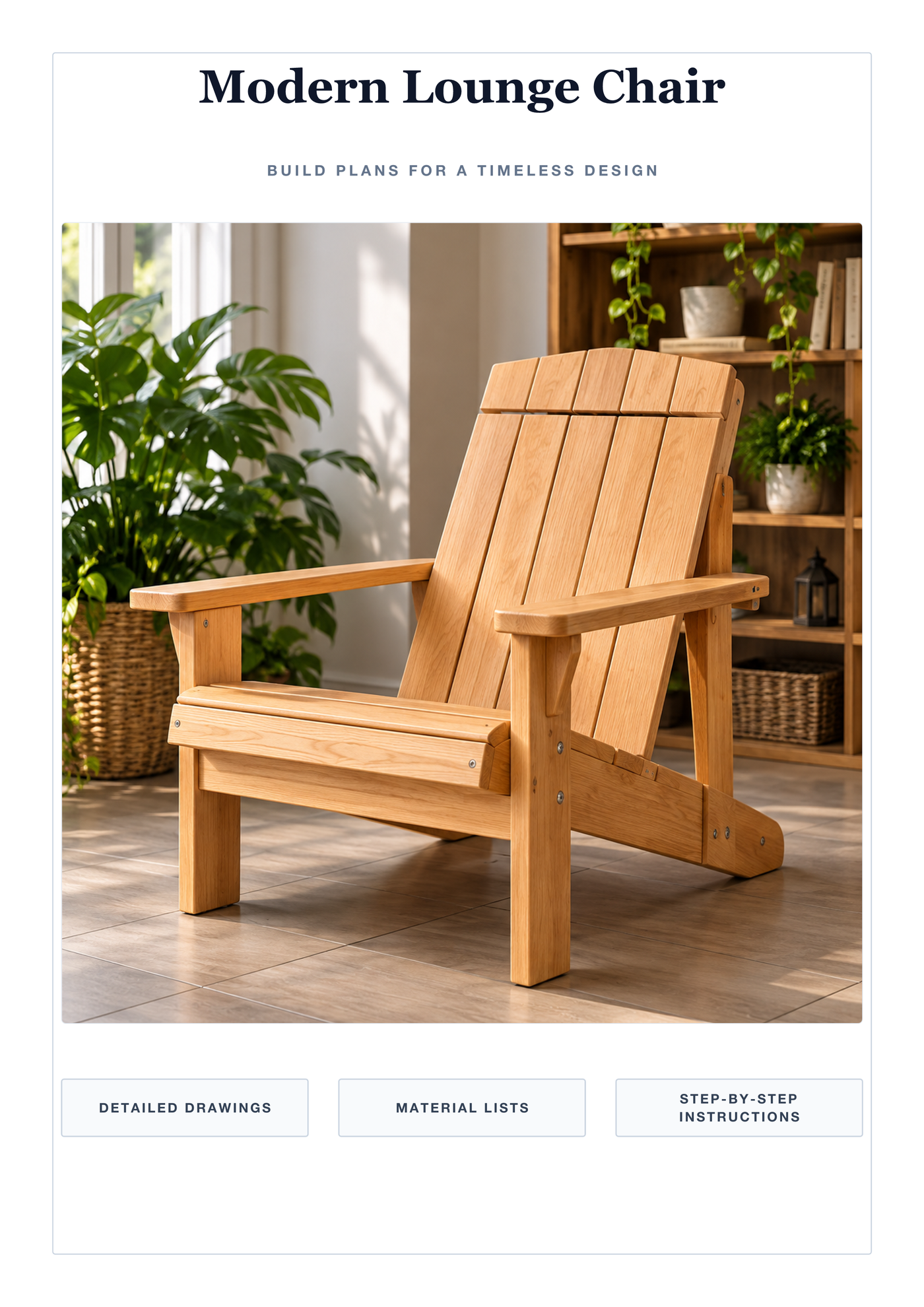 Atlas Make woodworking plan sheet 1: Modern lounge chair cover and specifications