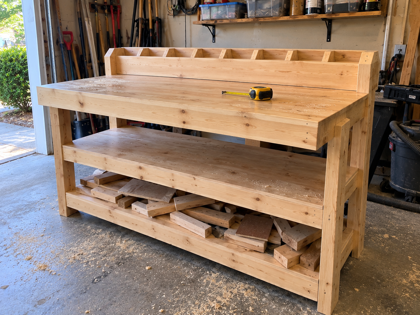 Heavy duty garage workbench build